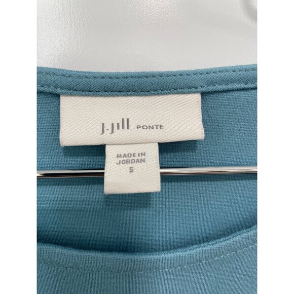 J Jill Ponte Tie Waist 3/4 Sleeve Top Womens Small Teal Blue Viscose Blend Chic - Picture 5 of 10